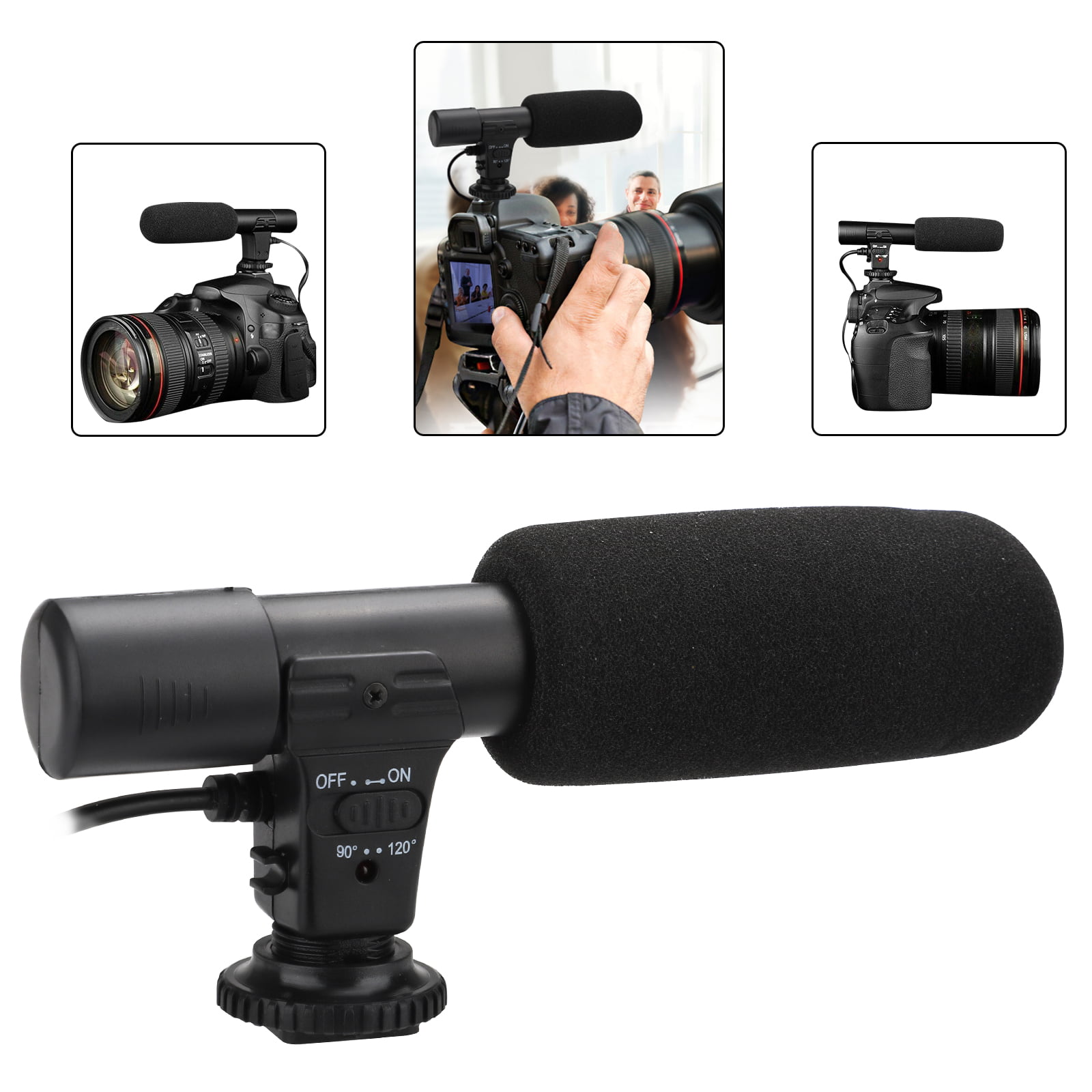 Camcorder COMICA Full Metal on-Camera Stereo Shotgun Video Microphone Interview Microphone with Low-Cut and Sensitivity Adjusting Function for DSLR Camera 