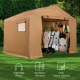 thumbnail image 6 of Best Choice Products 10x8ft Outdoor Fabric Storage Shed, Steel Frame, Dual Roll-Up Zipper Doors, Window - Tan, 6 of 8