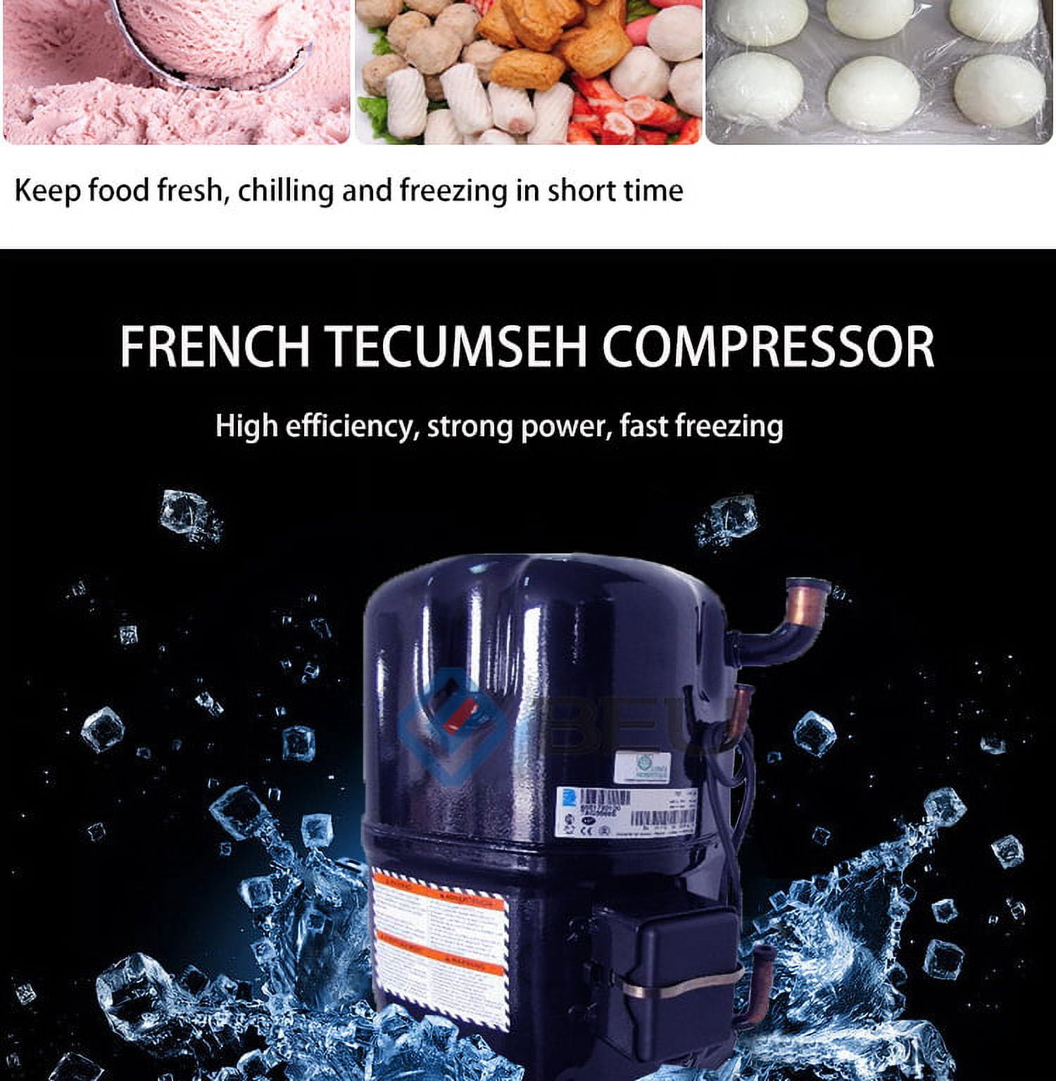 Kolice 220V 60HZ Commercial 15 Trays Blast Chiller & Freezer, Blast Freezer, Chest Freezer, Batch Freezer For Hard Ice Cream, Dumpling, Chicken, Fish, Dessert, Fresh Meat,Cake