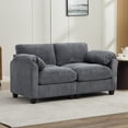 thumbnail image 2 of LOYALICE 60.6" Modern Corduroy Loveseat Sofa 2 Seater Couch for Living Room Bedroom Office Reading Room, Dark Gray, 2 of 10