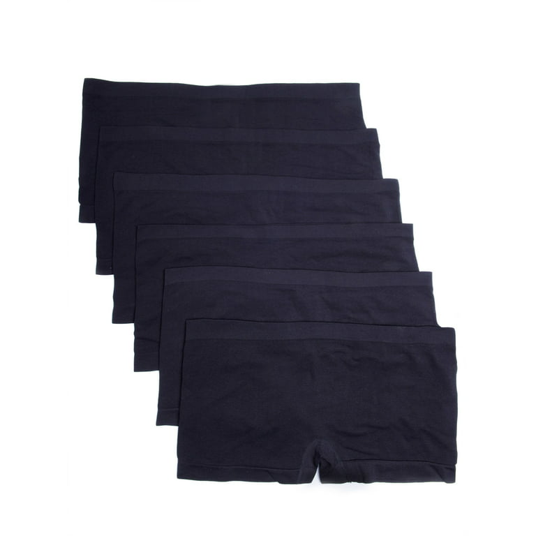 Caramel Cantina Women's 6 Pack Plus Size Boyshort Panties Underwear (3X,  Black) 