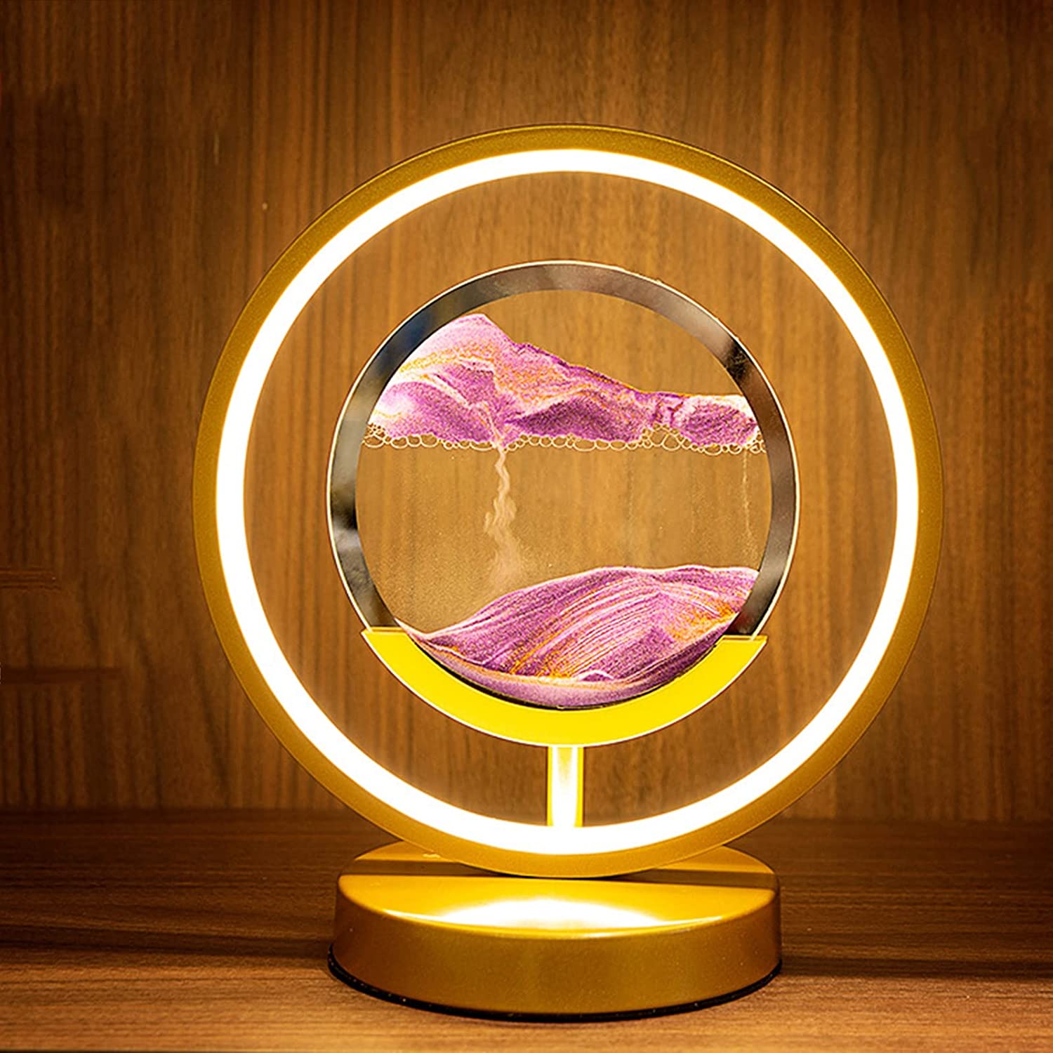 LANGM Hourglass Decoration 3D Quicksand Art Sand Scene Dynamic Round