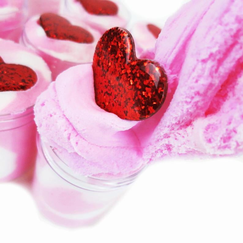 White Chocolate Cherry Valentine - Cloud Slime w/ Charm - Scented