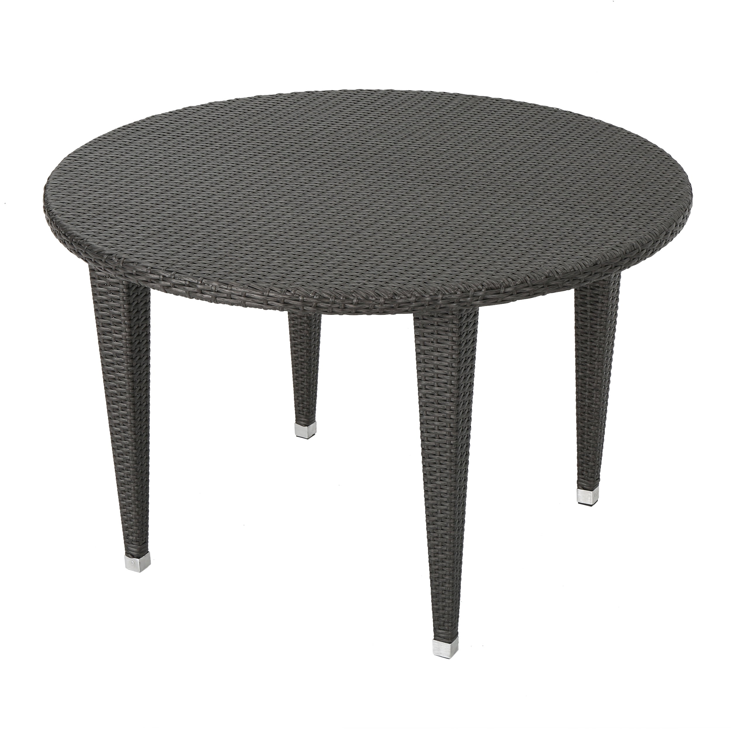 GDF Studio Domina Outdoor Wicker Dining Table, Gray