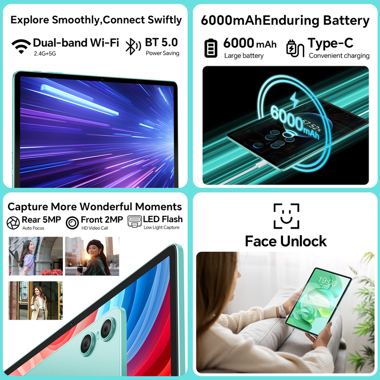 Free Shipping! ODEA Tablet 10.1 Inch Android 14 Octa Core 12GB RAM