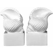 Urban Trends Collection: Ceramic Seashell Bookend, Gloss Finish, White