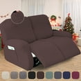 thumbnail image 3 of Y YUNHSOM Stretch Recliner Chair Covers, Recliner Sofa Slipcovers Stripe Jacquard Recliner Couch Covers Furniture Protector Covers for Pet Kid (2 Seater, Deep Coffee), 3 of 8