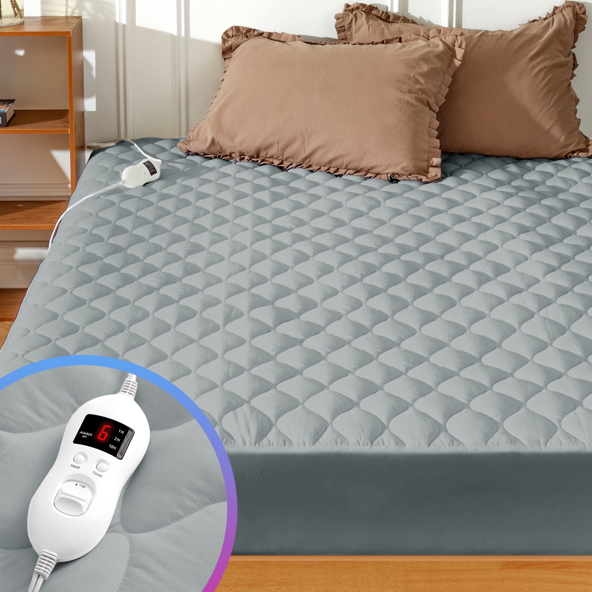 SERWALL Washable Electric Heated Mattress Pad Twin 8 Heating Setting Safe  Auto Shut off, Grey - Walmart.com