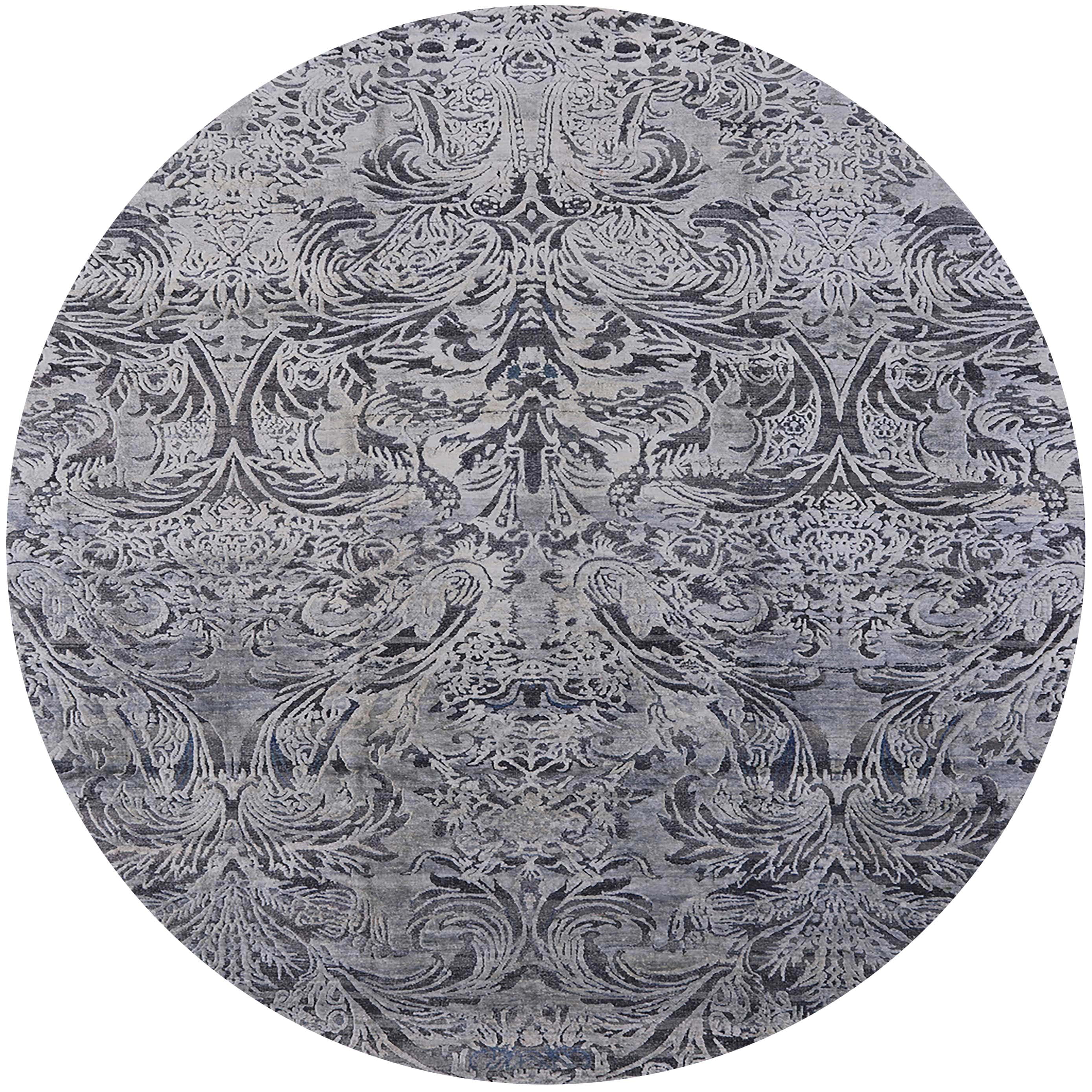 Ahgly Company Indoor Round Mid-Century Modern Iron Gray Oriental Area ...