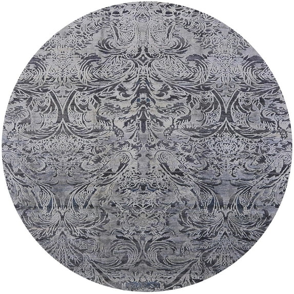 Ahgly Company Machine Washable Indoor Round Industrial Modern Iron Gray Area Rugs, 3' Round