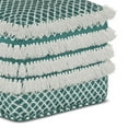 thumbnail image 3 of Simpli Home Leah Boho Square Woven Pouf in Turquoise and White, 3 of 5