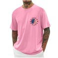 thumbnail image 1 of Txeol Chemises Patriotiques pour Hommes Manches Courtes T-Shirt Graphique Rétro Col Rond Décontracté T-Shirt Imprimé Drapeau Américain, Rose, TTG, 1 of 1