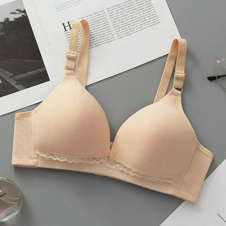 VONCOS Women Bra Nursing Full Figure Daily Push-Up Wirelfree Bras Underwear Bras Khaki Size M