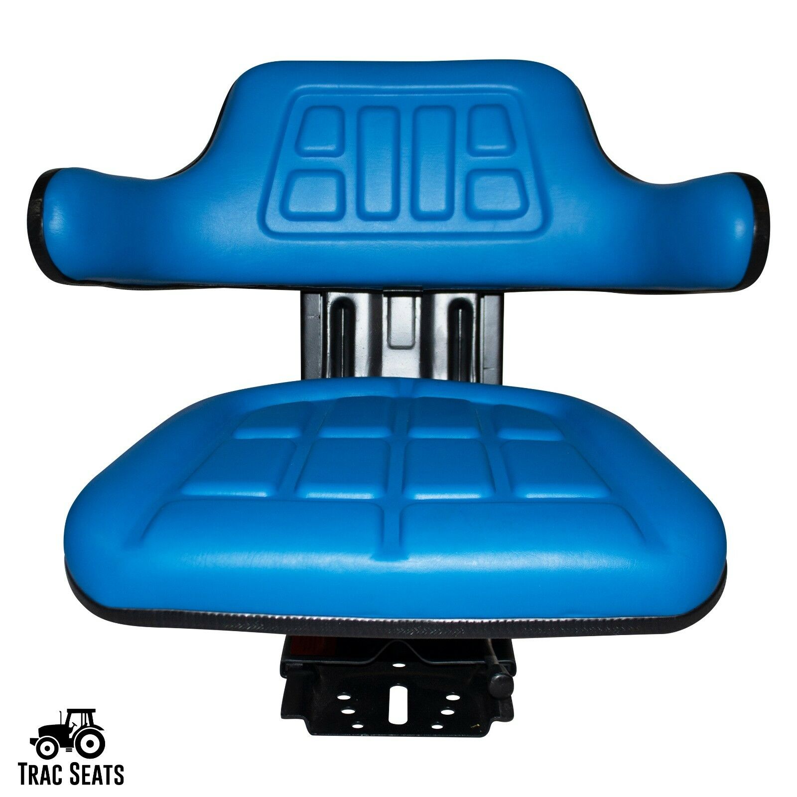 TRAC SEATS Blue Mechanical Suspension Seat – Fits Ford, New Holland, Kubota, Case & More, 5-Position Tilt