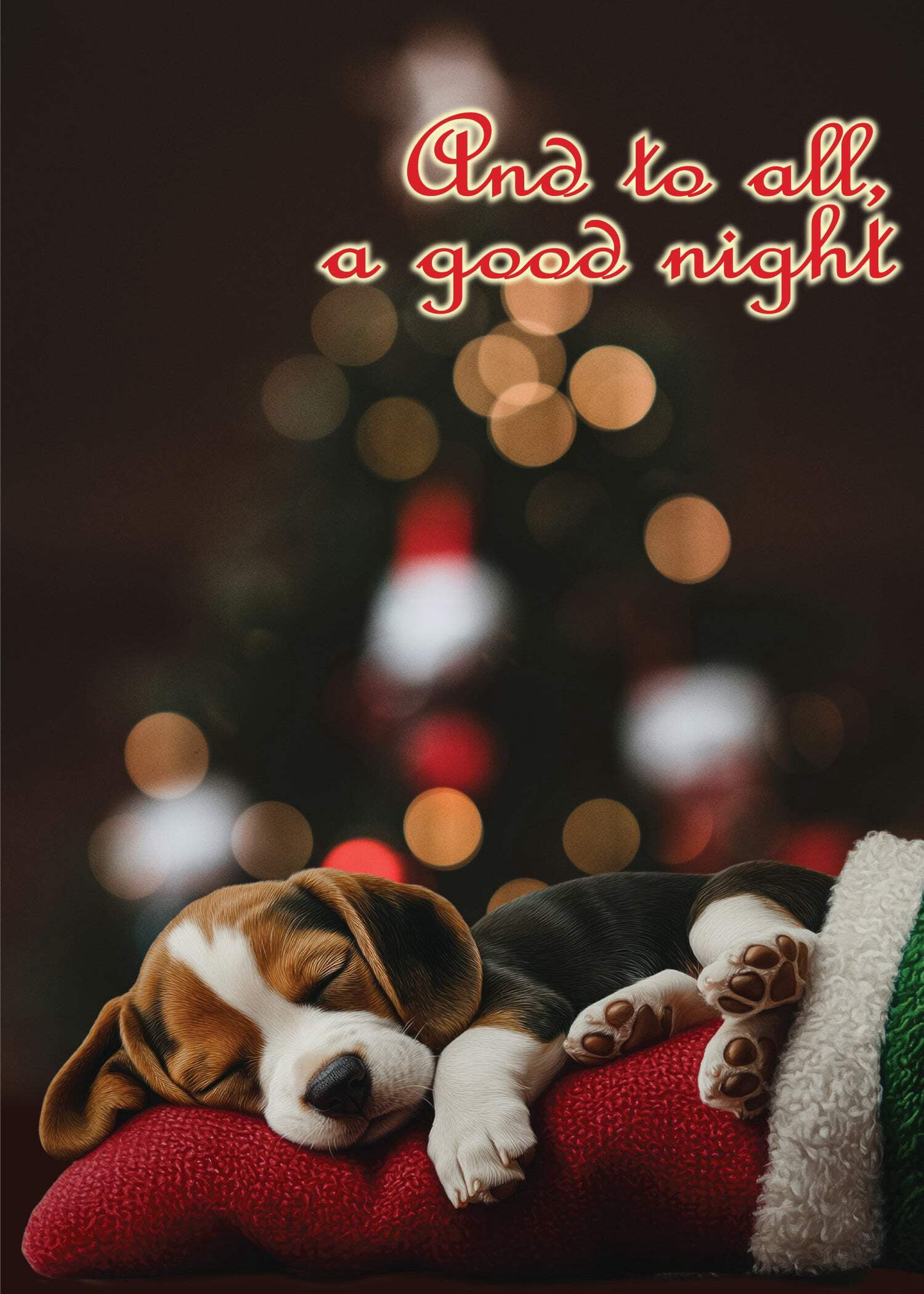 Glory To Dog And to All A Good Night Variety II (2025) Christmas Card Boxed Set of 12 Seasonal Greeting Cards (3 Each of 4 Sleepy Puppy Dog Designs) and Mailing Envelopes