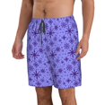thumbnail image 2 of KLL Purple Snowflake Elegance Men's Casual Summer Beach Shorts Hawaiian Shorts with Pockets-Medium, 2 of 5