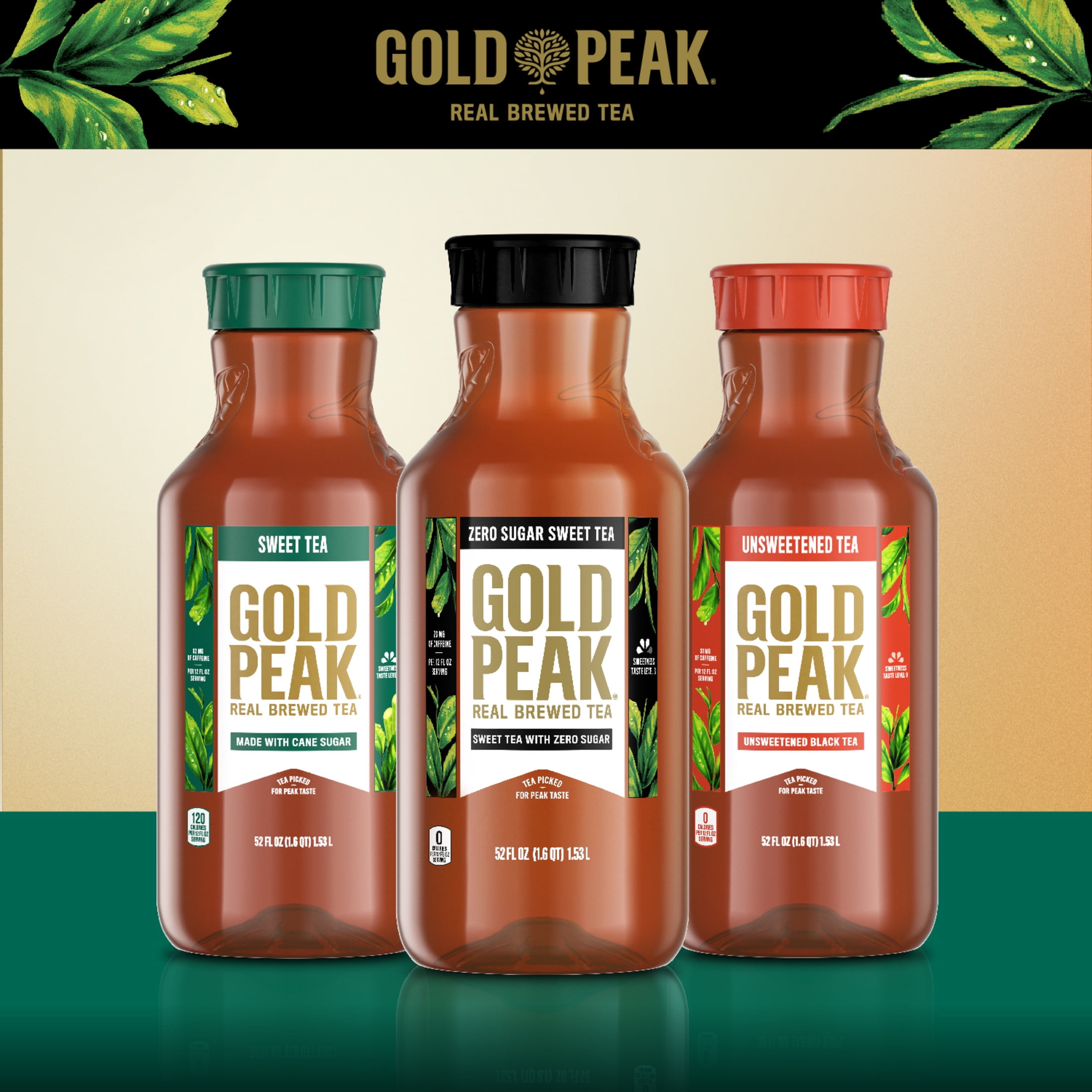 Gold Peak Iced Tea, Zero Sugar Sweet Tea Bottle, 52 fl oz