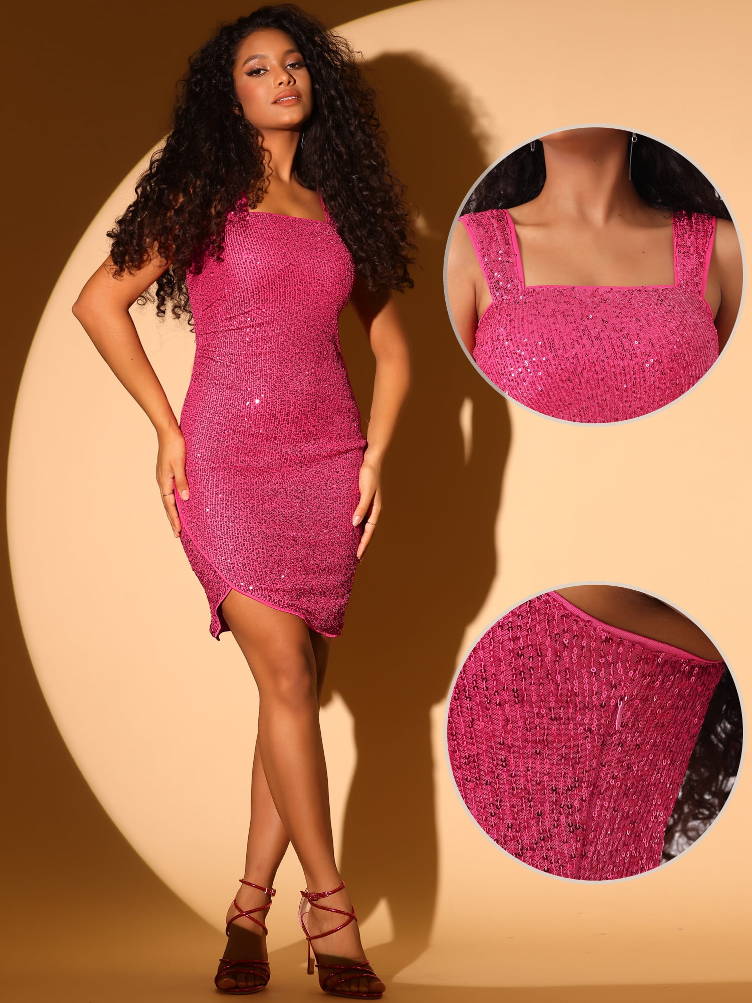 DARING DIVA Sequin Sleeveless Mini Sparkly Party Dress XS Hot Pink