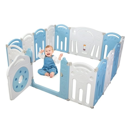 

RLCEGAL 14 Pieces Ice Cream Fence Blue+White/Yellow+White 58.67 * 59.85 * 25.79 Large Piece With Attached Bottle Door Door Latch Is Leaf Children S Toy