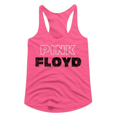 Pink Floyd Music Pink White Outline Ladies  Racerback Tank Top Shirt