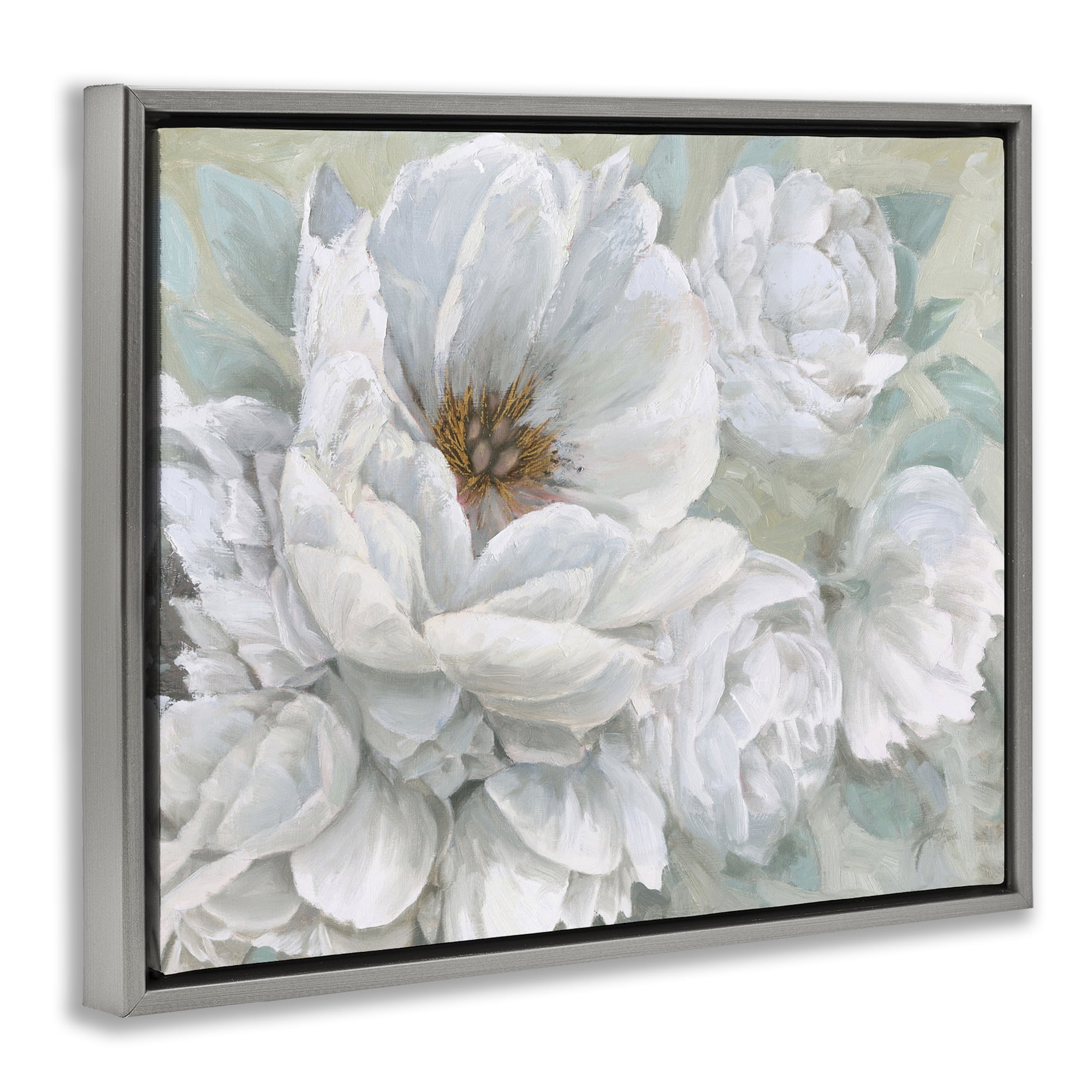 Stupell Industries White Beauty Bouquet Botanical & Floral Painting Gray Floater Framed Art Print Wall Art, 31 x 25