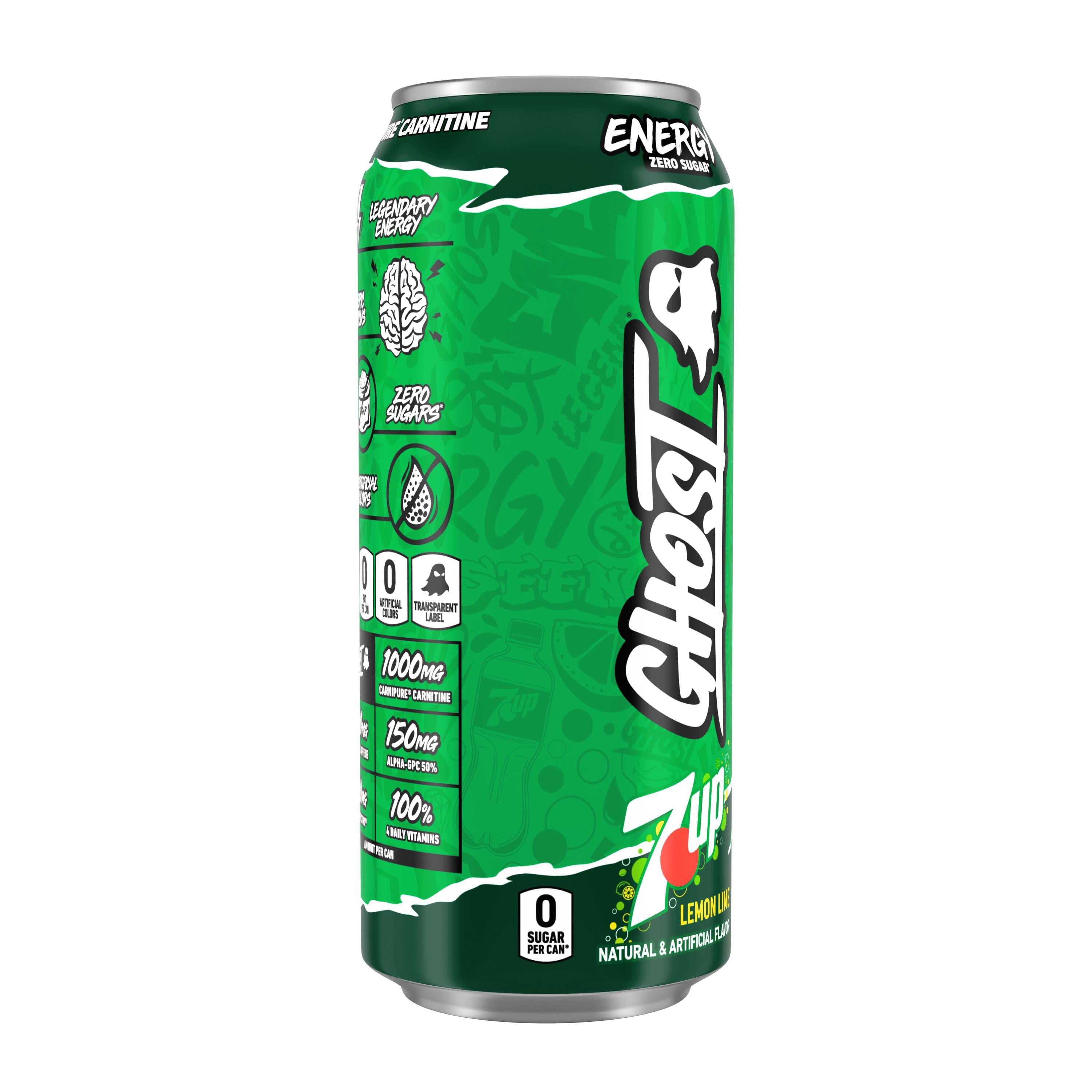 GHOST® ENERGY Zero Sugars Energy Drink, 7UP Lemon Lime, 200mg