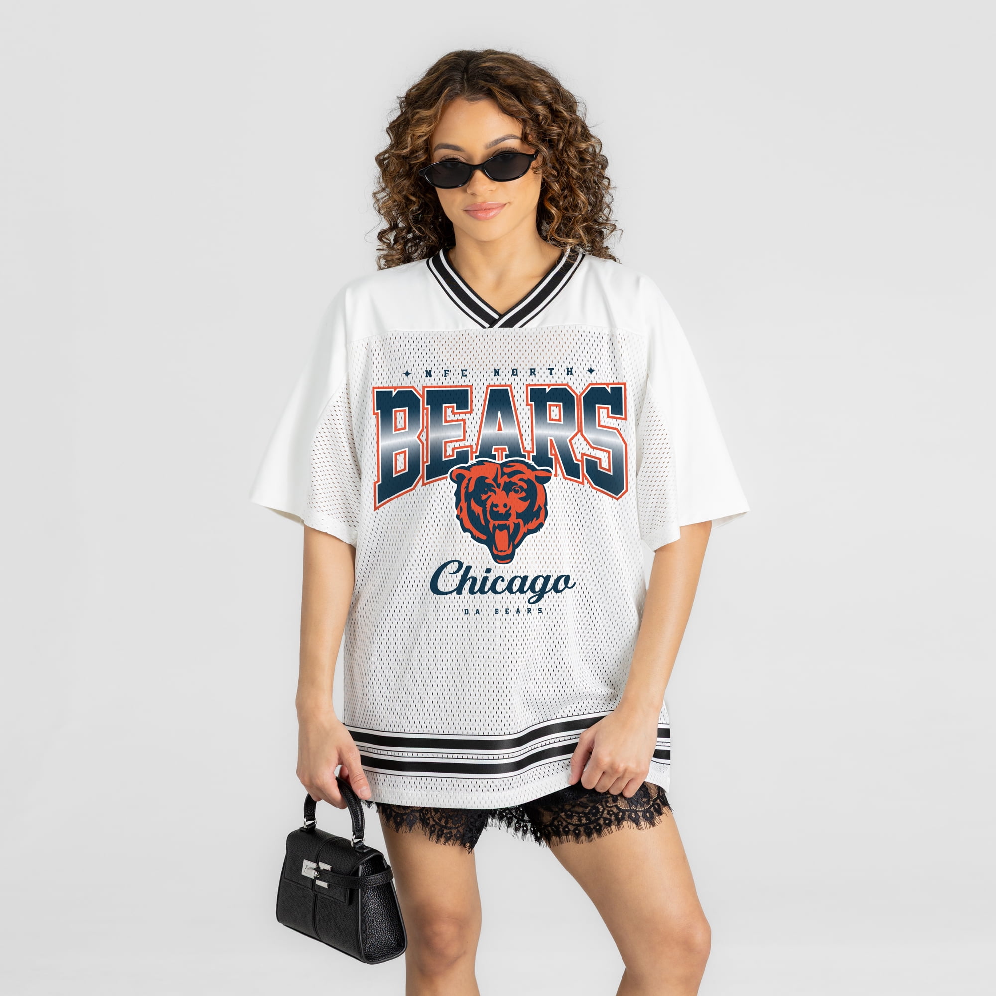 Women's Gameday Couture White Chicago Bears Squad Mentality V-Neck Sports Mesh Fashion Jersey
