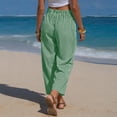 thumbnail image 3 of Striped Pants for Women Cropped Length Pockets Drawstring Wide Leg Sweatpants Vacation Casual Trendy Summer (XL, Green), 3 of 7