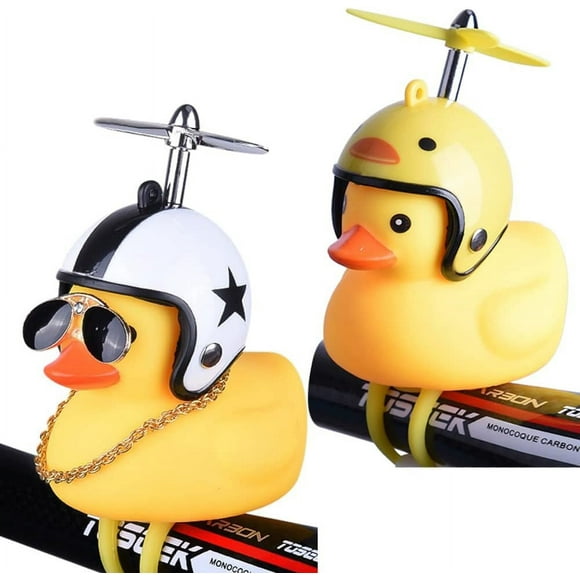 G Need Yellow Duck Bike Bell, Bike Horn for Kids, Yellow Rubber Bike Accessories with LED Light - Compatible with Kids, Toddlers, Adults,