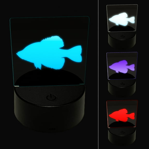 Crappie Fish Silhouette LED Night Light Sign 3D Illusion Desk Nightstand Lamp