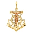 thumbnail image 2 of Ioka-14K Two Tone Gold Crucifix Anchor Charm Pendant with 1.8mm Singapore Chain Necklace - 24", 2 of 4
