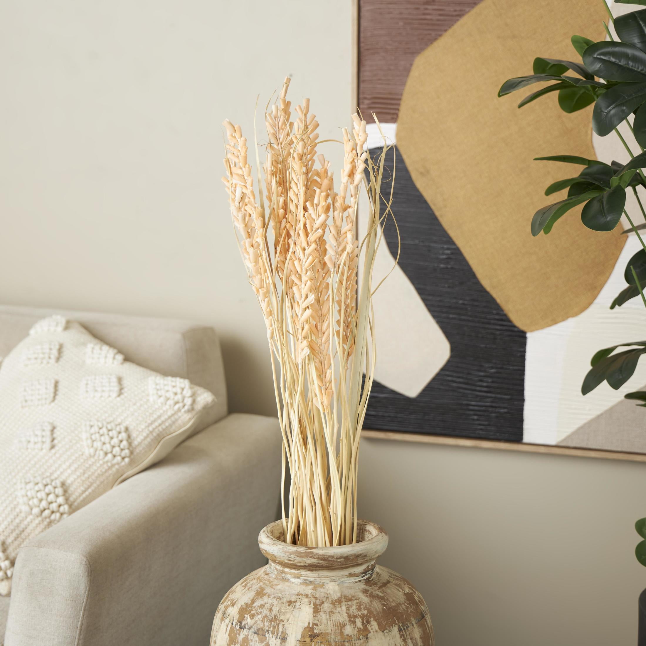 41" Tall Floral Bouquet Dried Plant Natural Foliage Branch Bouquet with Cream Stems, by DecMode