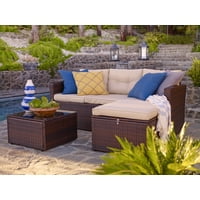 Thy-Hom Rio Wicker All-Weather 3 Piece Patio Conversation Set with Storage