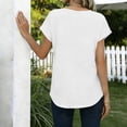 thumbnail image 4 of Women Toos Ndbuld Women's Fashionable V-neck Button-down Short-sleeved Shirt Top White XXL, 4 of 6