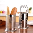 thumbnail image 7 of Shoreew Stainless Steel Chopstick Storage Barrel Knife Fork Holder Large Capacity Hollow Breathable Kitchen Utensils Storage Rack, 7 of 7