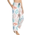 thumbnail image 2 of Uemuo Colorful Seashells1 Pattern Women's Wide Leg Palazzo Lounge Pants with Pockets Light Weight Loose Comfy Casual Pajama Pants-Large, 2 of 9