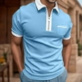 thumbnail image 5 of Sngxgn Shirts for Men Fit Short Sleeve Print Polo Shirt(Light Blue,M), 5 of 5