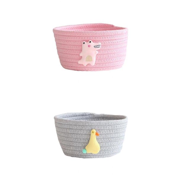 Handwoven Storage Basket,Cotton Rope Woven Storage Basket Tabletop,Handwoven Cotton Thread Basket Toy Oragnizer,Storage Basket Bedroom Living Room Office,Sundries Organizer Hamper Foldable Baoblaze none