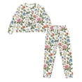 thumbnail image 4 of SCRAWLGOD Floral Womens Pajamas Long Sleeve Sleepwear Sets for Women 2 Piece Outfits Crewneck Ladies Jogger Pjs Set Washable House Wear for Women Size X-Large, 4 of 7