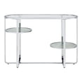 thumbnail image 2 of Furniture of America Jolle 2-Shelf Water Ripples Pattern Glass Top and Chrome Sofa Table, 2 of 7