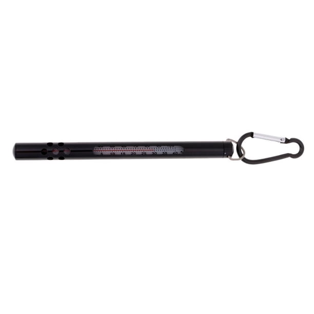 Soidarity Accesorio de pesca de termómetro de corriente de mar de agua de pesca con mosca de cristal de Metal Pescar Negro 5.7 pulgadas