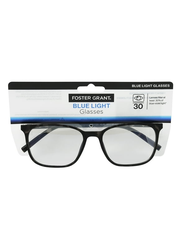 Foster Grant Men's Square Fashion Blue Light Glasses Gray