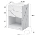 thumbnail image 2 of Hommpa Modern Nightstand with Charging Station High Gloss LED Light Bedside Table USB Type C Smart Nightstands 2 Drawer Open Shelf 2 Power Outlets Textured White Side Table for Bedroom 26.8 inch Tall, 2 of 11