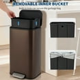 thumbnail image 6 of 12L/20 L/30L Kitchen Trash Can, Stainless Steel Garbage Can with Inner Wastebasket, Step Trash Can with Soft-Close Lid, Rectangular Rubbish Bin for Bathroom, Kitchen, Living Room, 6 of 8