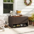 thumbnail image 2 of Costway 48 Gallon Deck Box with Shoe Rack Waterproof Liner Lid Outdoor Storage Box, 2 of 10