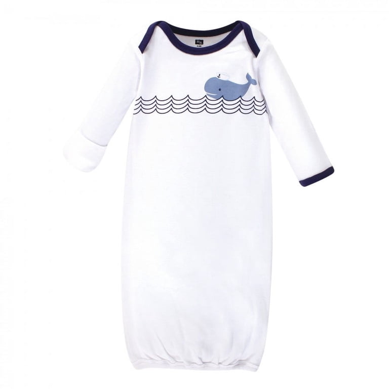 Hudson Baby Infant Boy Cotton Gowns, Sailor Whale, 4-Pack photo 2