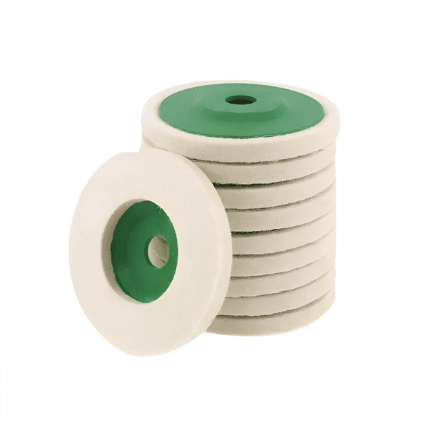 "Discos De Rueda De Pulido Amoladora Angular 15 Piezas Lana Malubero, Verde con Blanco "