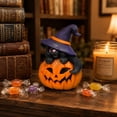 thumbnail image 3 of Halloween Cat Pumpkin Figurine Handcrafted Festive Tabletop Decoration for Home Party Mantel Shelf Decor Spooky Seasonal Holiday Ornament Gift for Halloween Lovers, D, 3 of 5