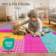 thumbnail image 4 of ODIKA Whimsical Checkered Grid Hippie Retro Maximalist Funky Plush Pet Friendly & Kids Safe Bedside for Bedroom, Nursery, RV, 4 of 7