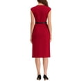 thumbnail image 3 of MODA NOVA Elegant Wear-to-Work Dress for Juniors Round Neck Cap Sleeve Belted  Sheath Midi Dresses, 3 of 5